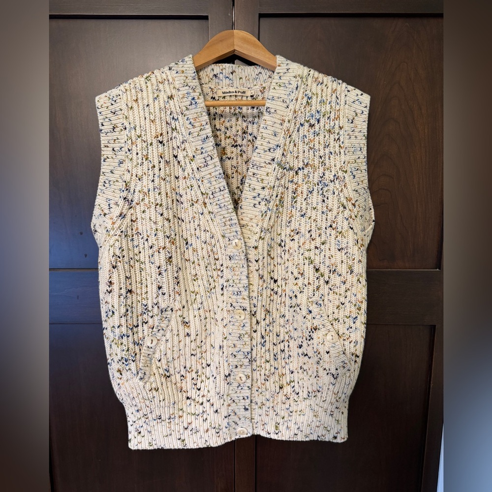 Misha & Puff Adult Fisher Rib Vest in Sea Glass Confetti